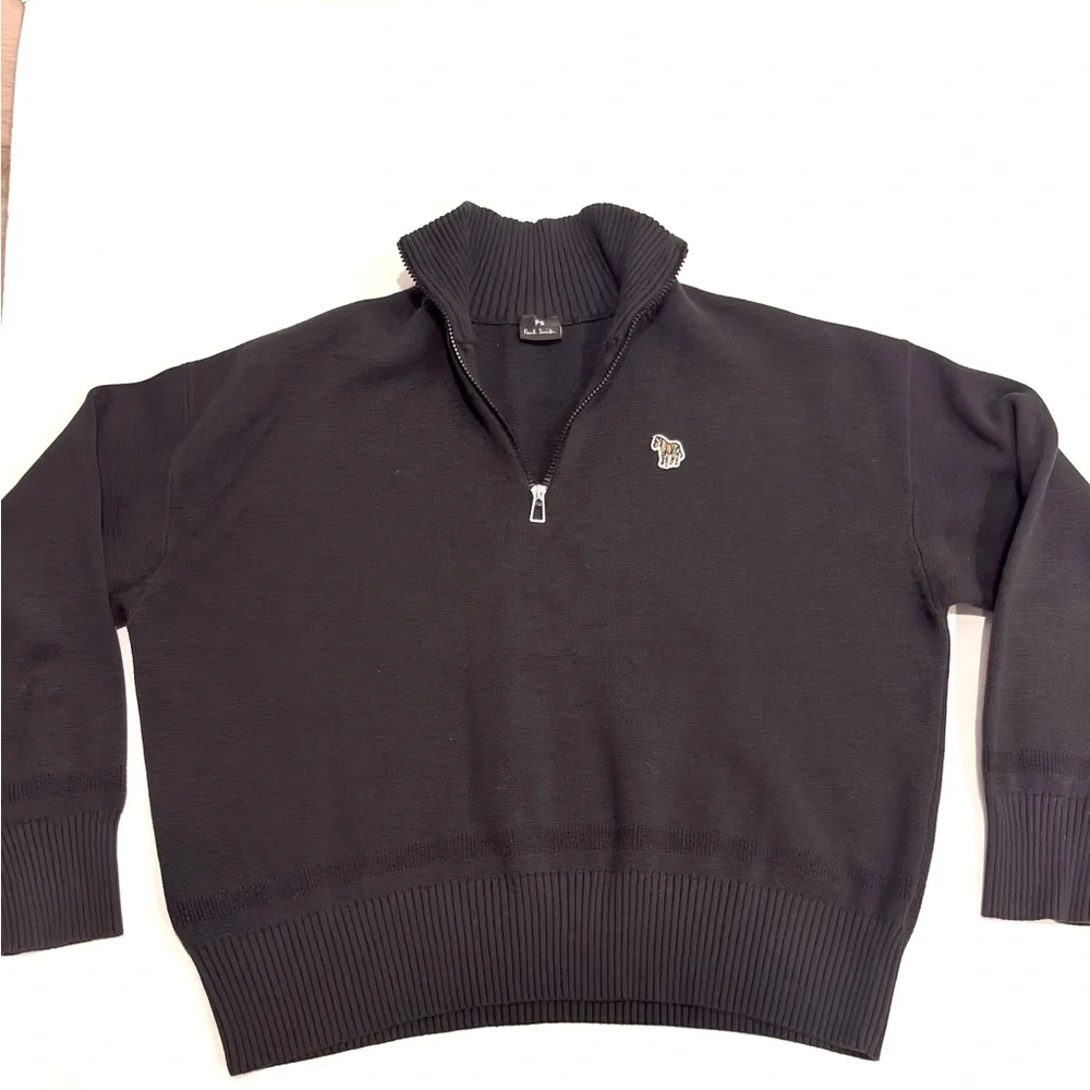 P. S. Paul Smith Men's Black Quarter-Zip Sweater S-M